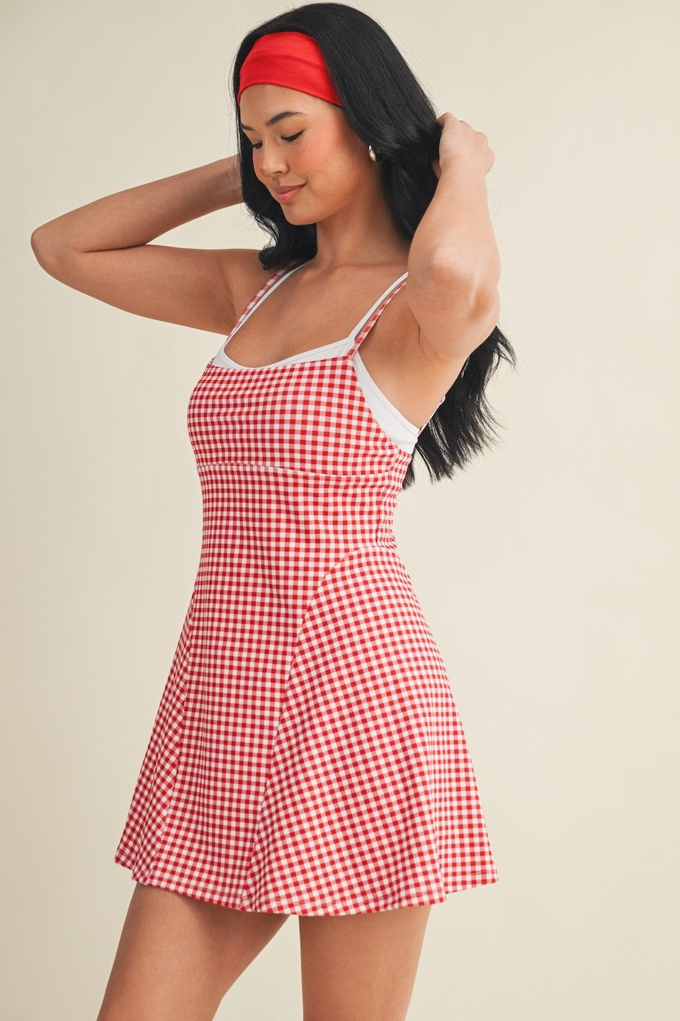 On The Move Gingham Layered Athletic Dress