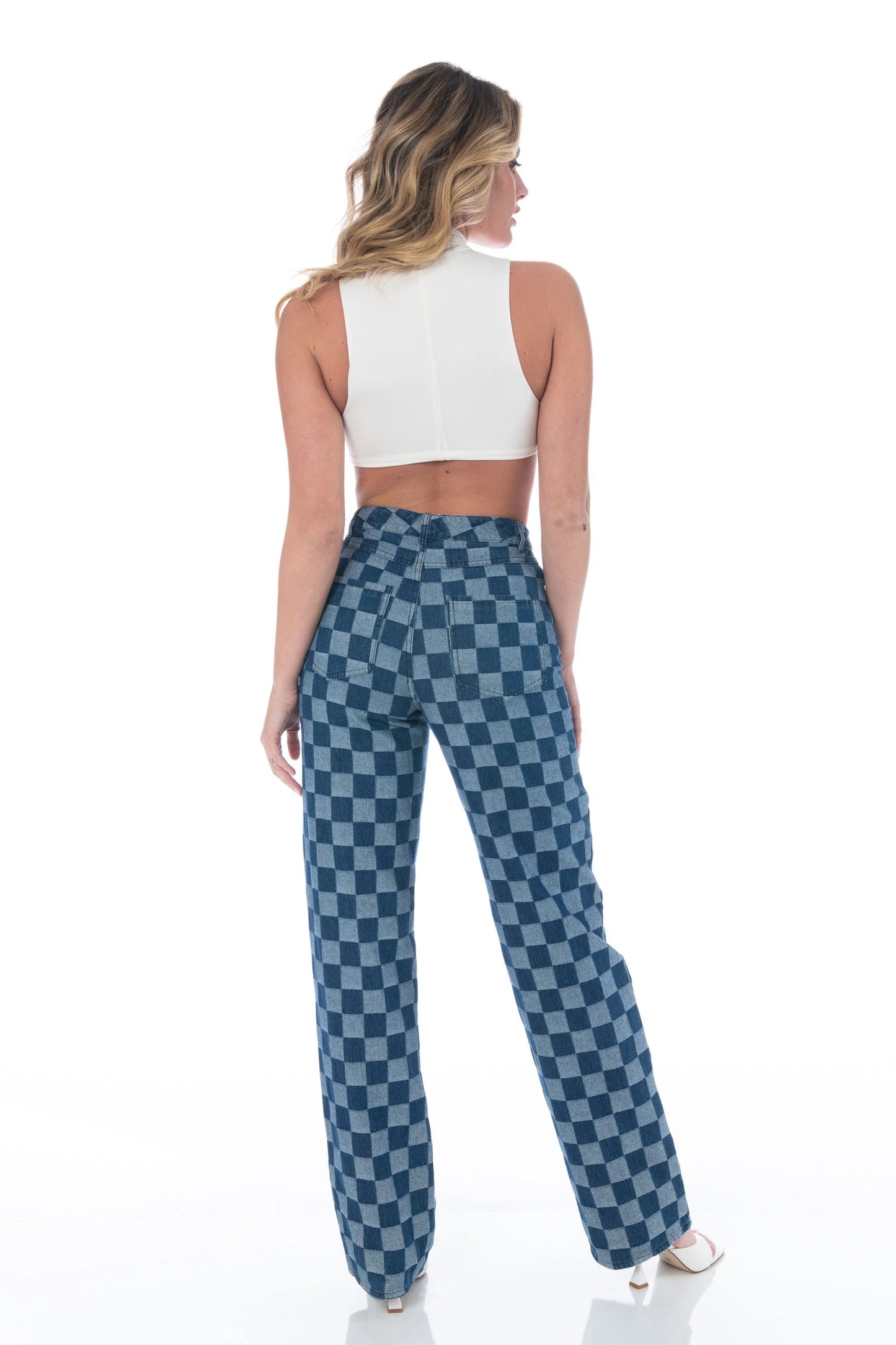 Checkmate Checkerboard Wide Leg Jeans