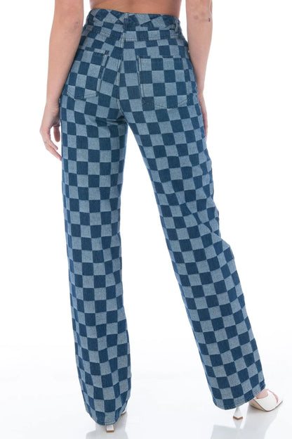 Checkmate Checkerboard Wide Leg Jeans